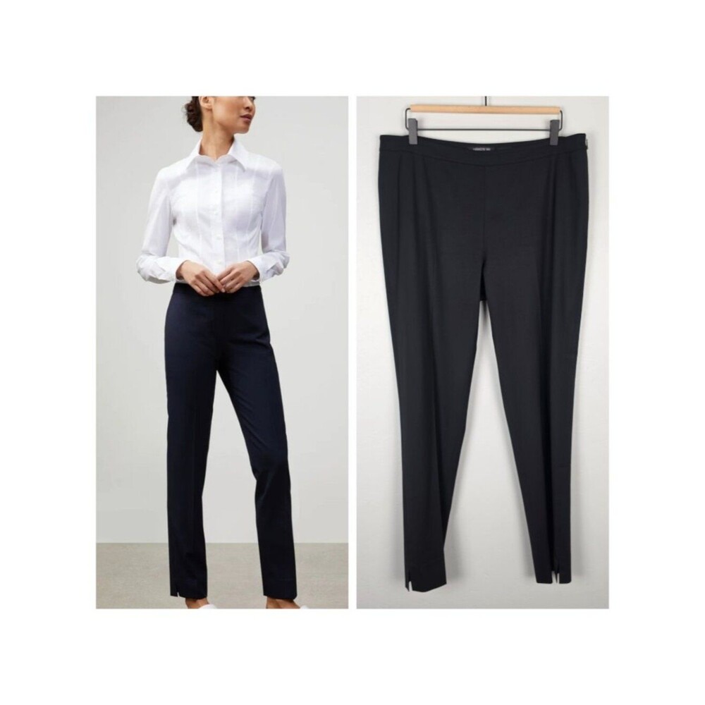 Lafayette 148 Bleecker Pant Virgin Wool Stretch Straight Trousers Black Size 12